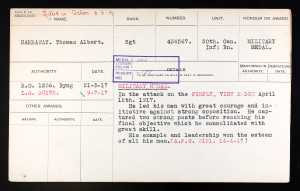 Canada, Military Honours and Awards Citation Cards, 1900-1961, Library & Archives Canada