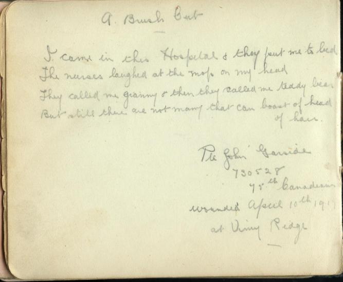 From Nurse Ethel Styles' autograph album