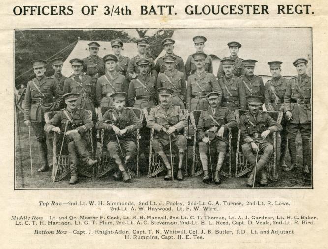 Officers of 3/4 Batt Gloucester Regt from Nov. 1, 1915 issue of Bristol & The War