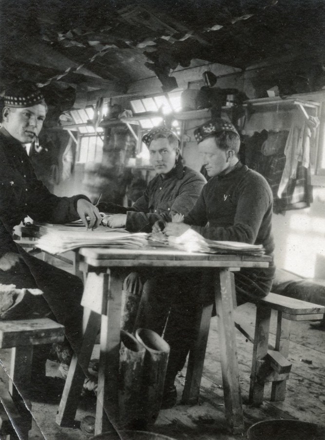 Checking Attestation Papers in a Lark Hill hut on Salisbury Plain