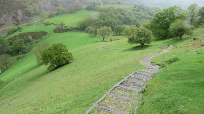 Descending Castell Dinas Bran near Llangollen, Wales