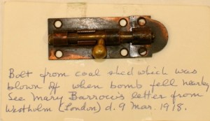 Barrow Bomb Incident artefact, image 6. Source: Victoria to Vimy Exhibit UVic Special Collections Library