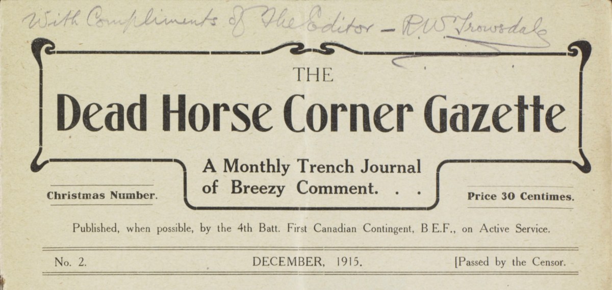 Digitized Canadian Trench Newspapers Part 1 of 3 Doing Our Bit