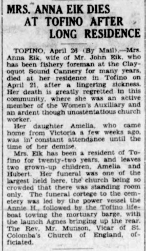 Description of Morpheus Island funeral cortege. Source: British Colonist 1 May 1927